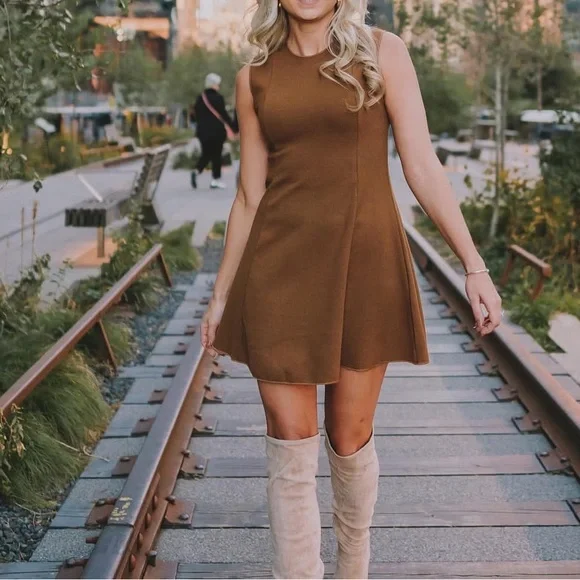 ZARA Brown Stretch Knit Skater dress - Picture 4 of 4